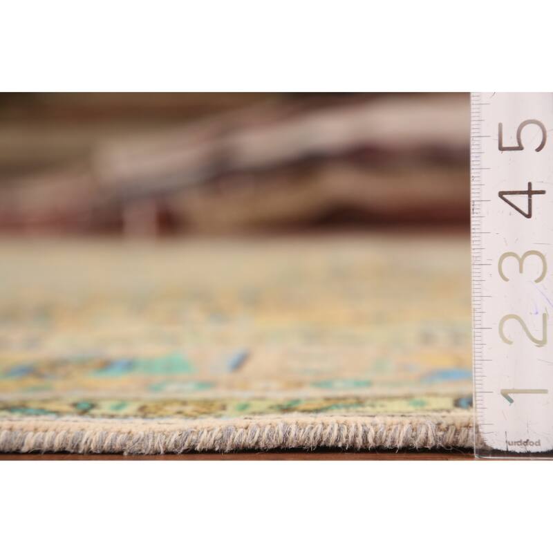 Hand Knotted Oriental 100% Wool Carpet Traditional Medallion Yellow & Gold Tabriz Area Rug - 11' 5'' X 8' 1''