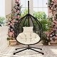 preview thumbnail 59 of 77, Wicker Hanging Egg Chair for Indoor and Outdoor Relaxation Black&Beige