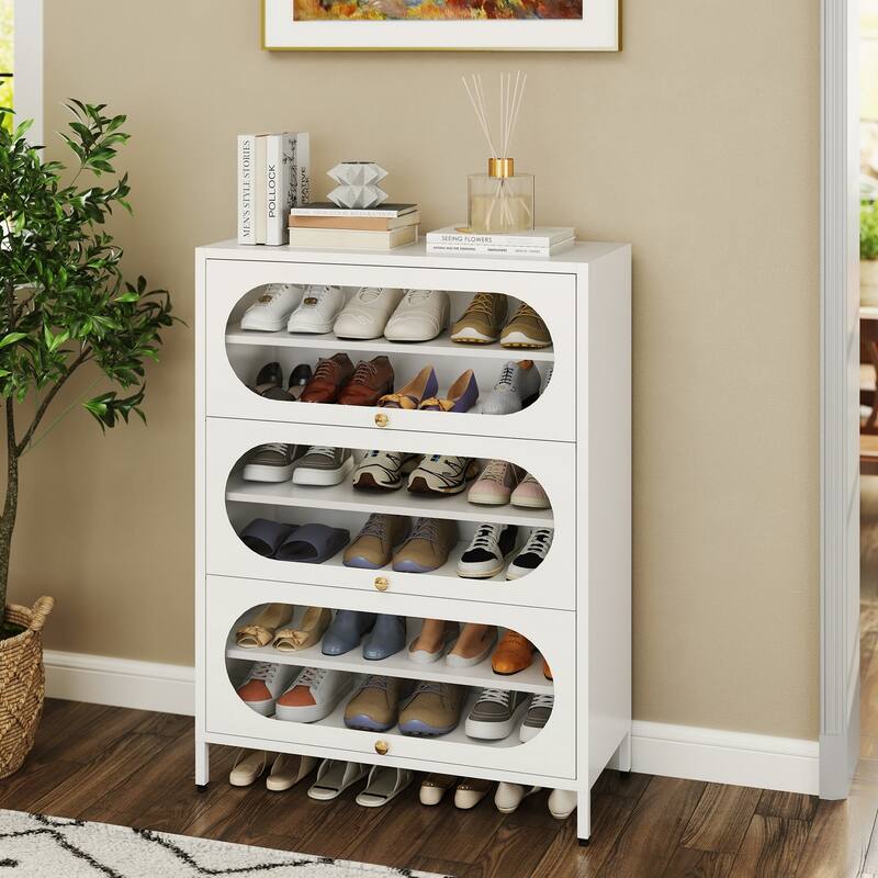 Entryway Shoe Storage Cabinet with 3/4 Flip Doors, Shoe Rack Organizer for Hallway