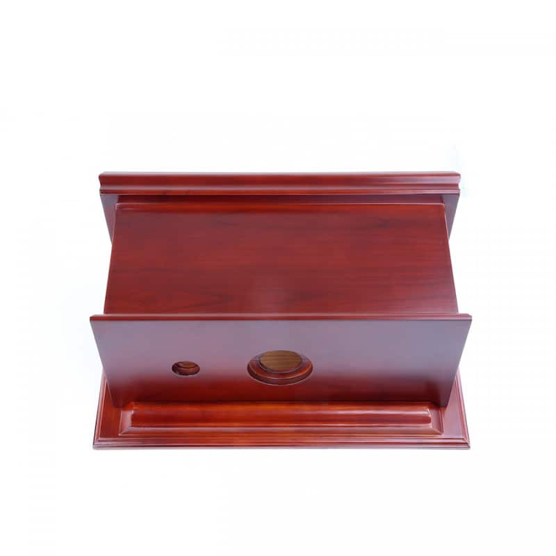 Cherry Wooden High Tank Toilet Flat High Tank, Round White Bowl and Satin Plated Z Pipe