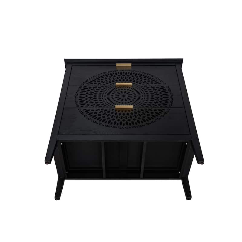 3 Drawer Dresser Storage Chest with Metal Handles