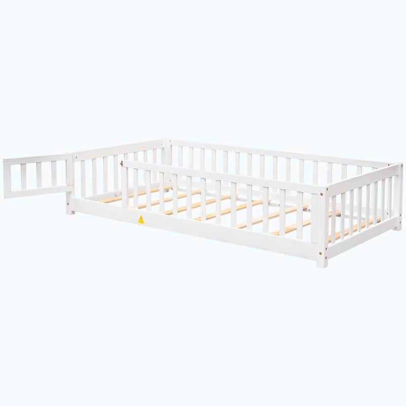 Durable Floor Platform Bed with Fence