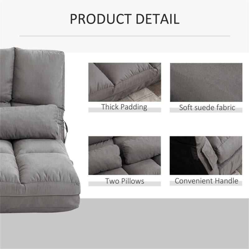 Convertible Suede Sofa Bed 2-in-1 with Adjustable Headrest and Backrest Foldable and Portable - 40.25" W x 28.75" D x 20.75" H