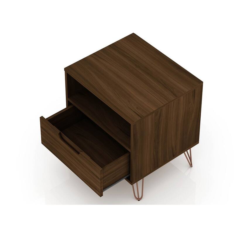 Manhattan Comfort Rockefeller 1-Drawer Nightstand (Set of 2)