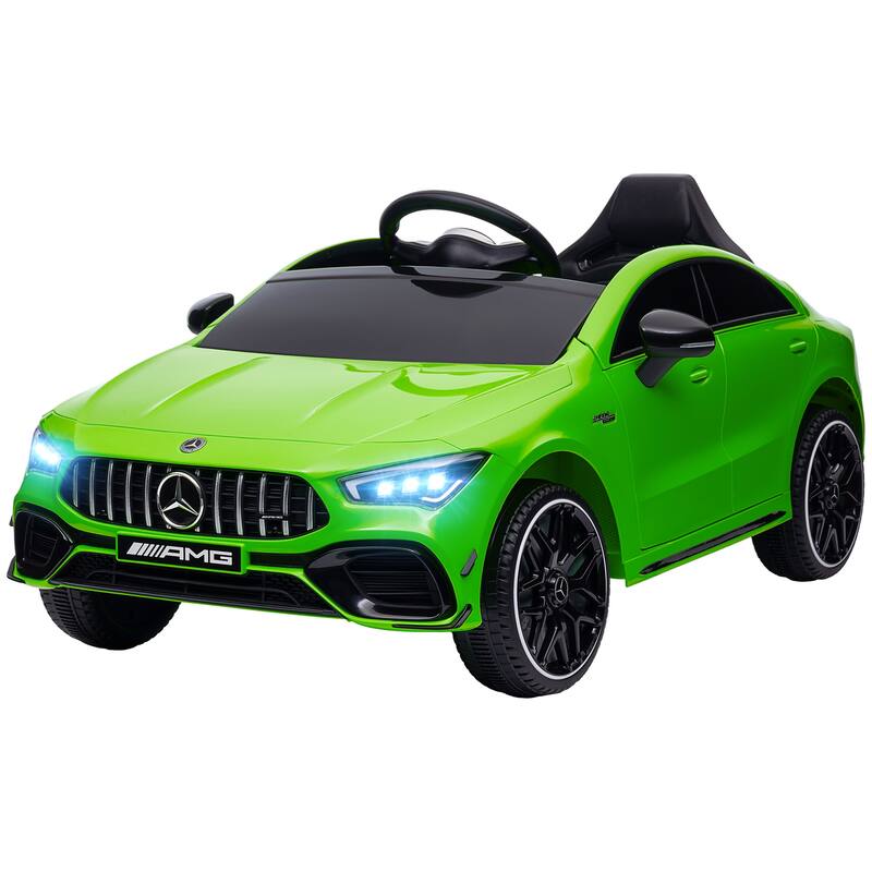 Licensed Mercedes-Benz AMG CLA 45 12V Kids Electric Ride On Car with Remote Control, LED Lights, Music, Suspension, Black