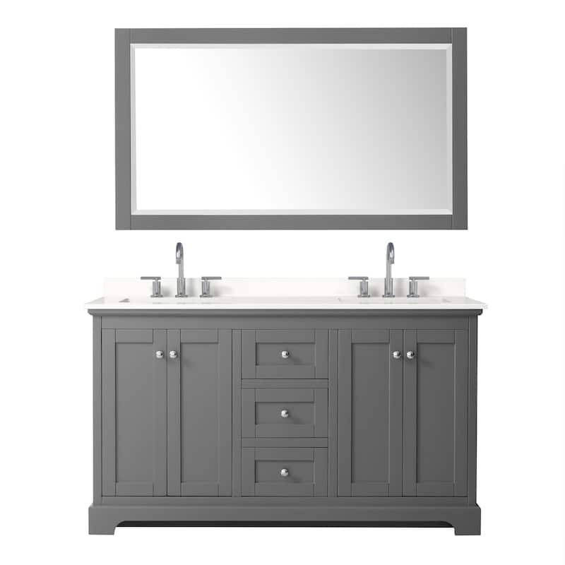 Avery 60-inch Double Vanity, Quartz Top, 58-inch Mirror