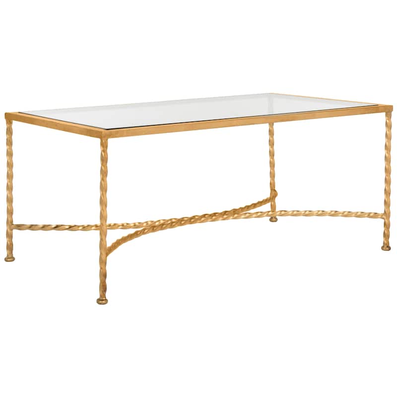 SAFAVIEH Couture Matilda Gold Leaf Glass Coffee Table