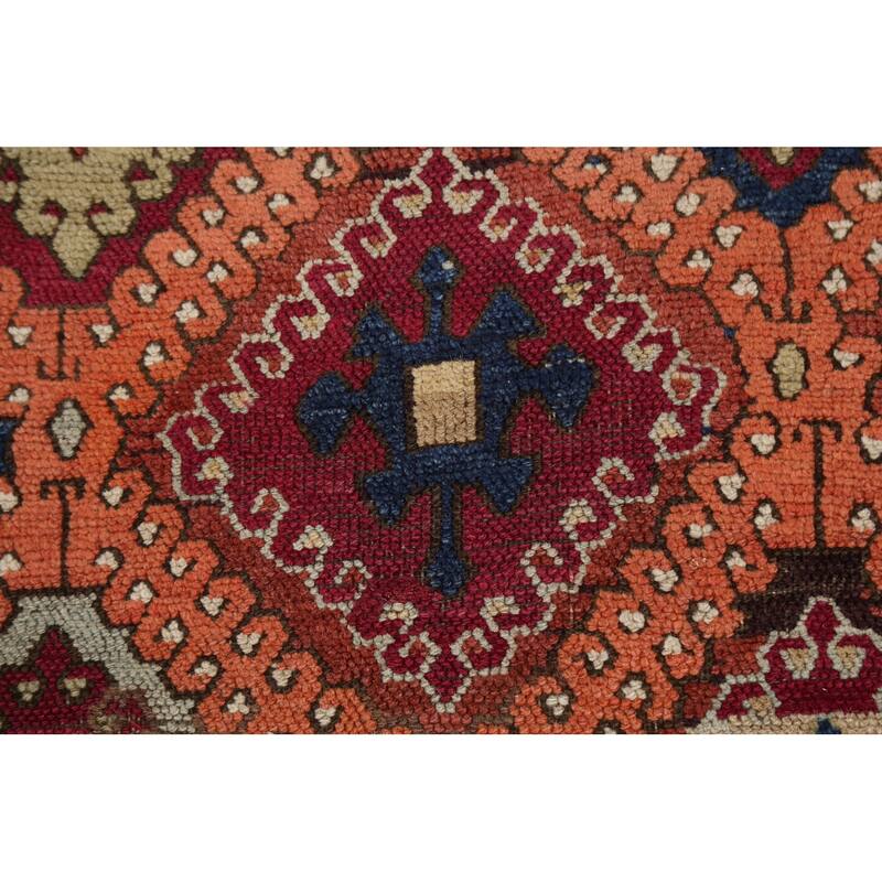 Pre-1900 Antique Vegetable Dye Oushak Turkish Wool Area Rug Handmade - 3'7" x 8'2"