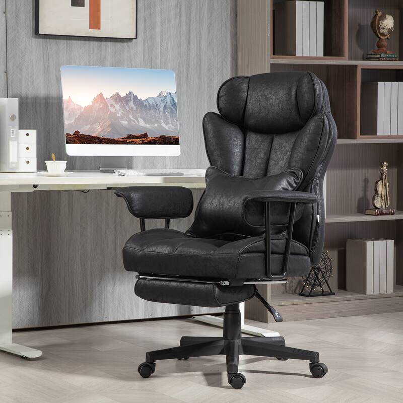 Executive Office Chair Tall Office Chair with Footrest Lumbar Support, Recline Function and Wide Seat, for Home Office
