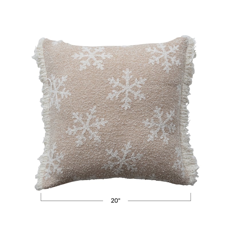 Woven Fabric Jacquard Two-Sided Pillow with Snowflake Pattern and Fringe