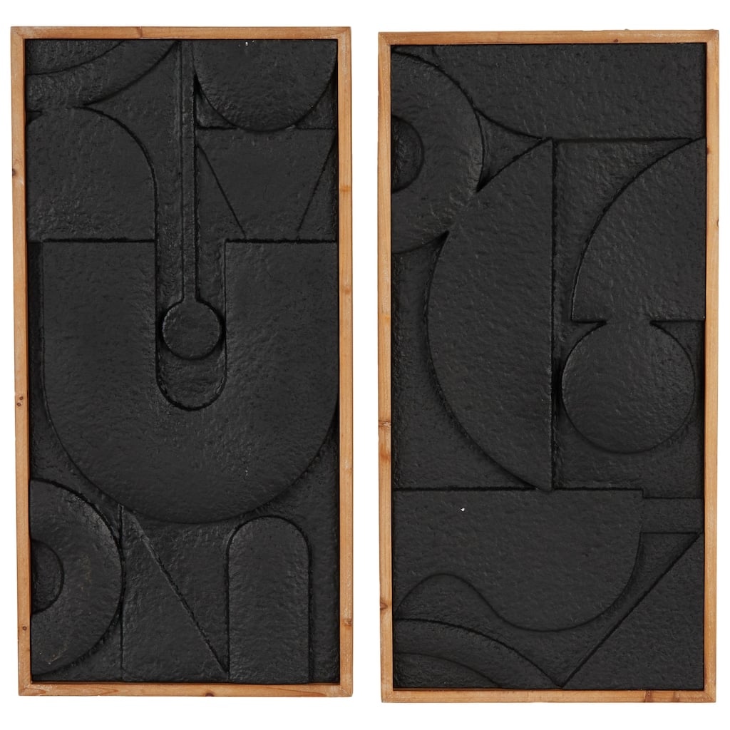 Metal Geometric Home Wall Decor - Set of 2 Black - Roche River Decor