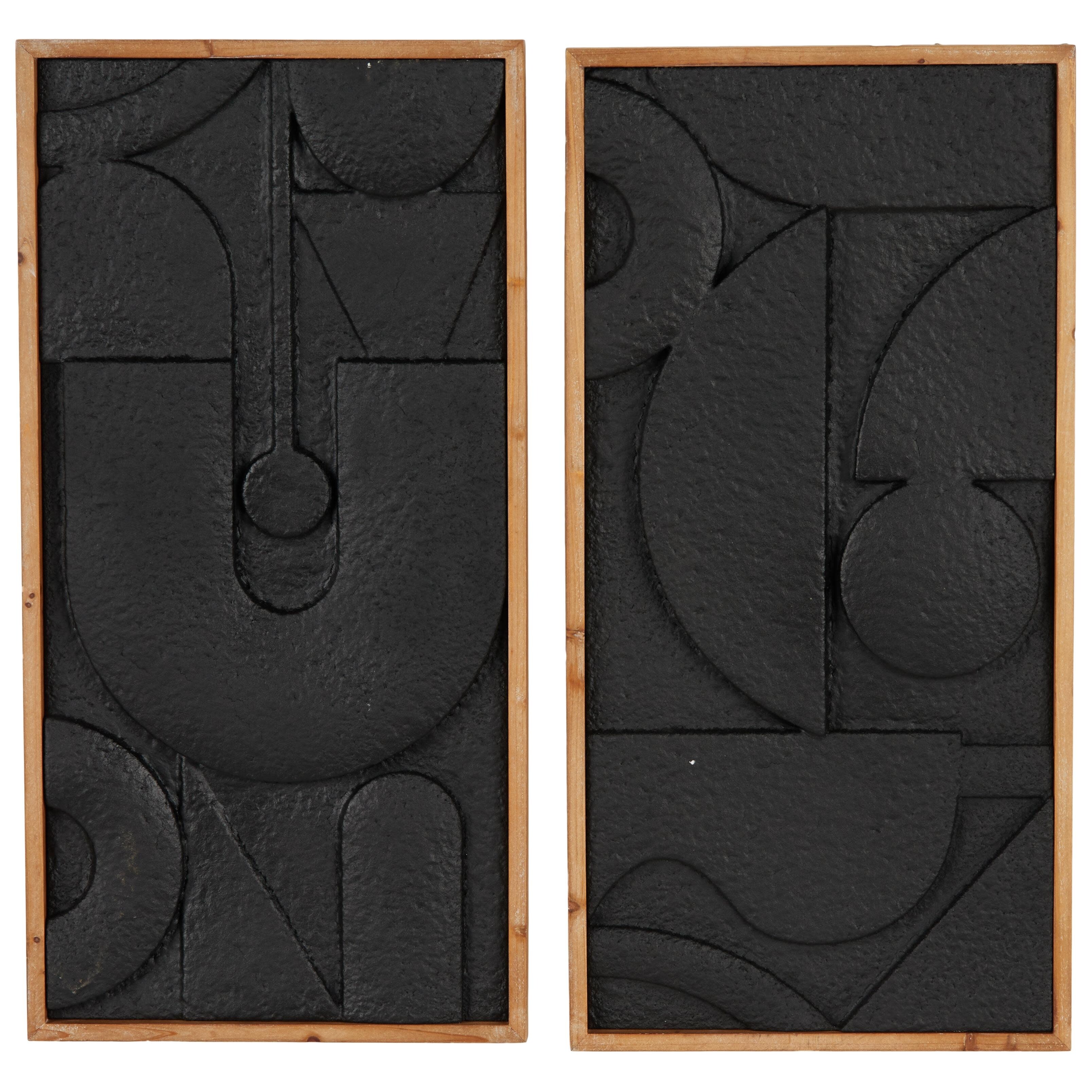 Metal Geometric Home Wall Decor - Set of 2 Black - Roche River Decor