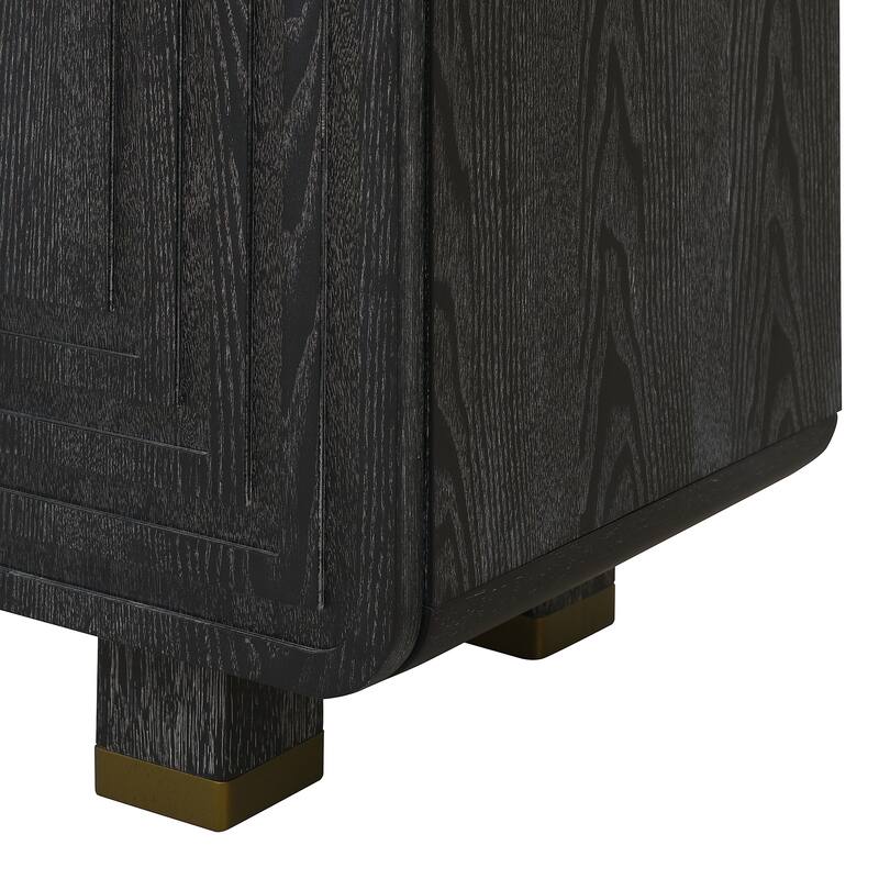 Retro Buffet Cabinet 4-Door Fluted Sideboard Cabinet with Adjustable Shelves, for Dining Room, Kitchen and Living Room