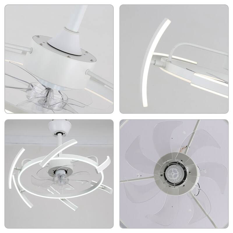 Oaks Aura DeClue 24in. 6 DIY-Shape Smart Ceiling Fan with Light,Cyberpunk Futuristic 6-Speed Quiet Ceiling Fan w/ Remote