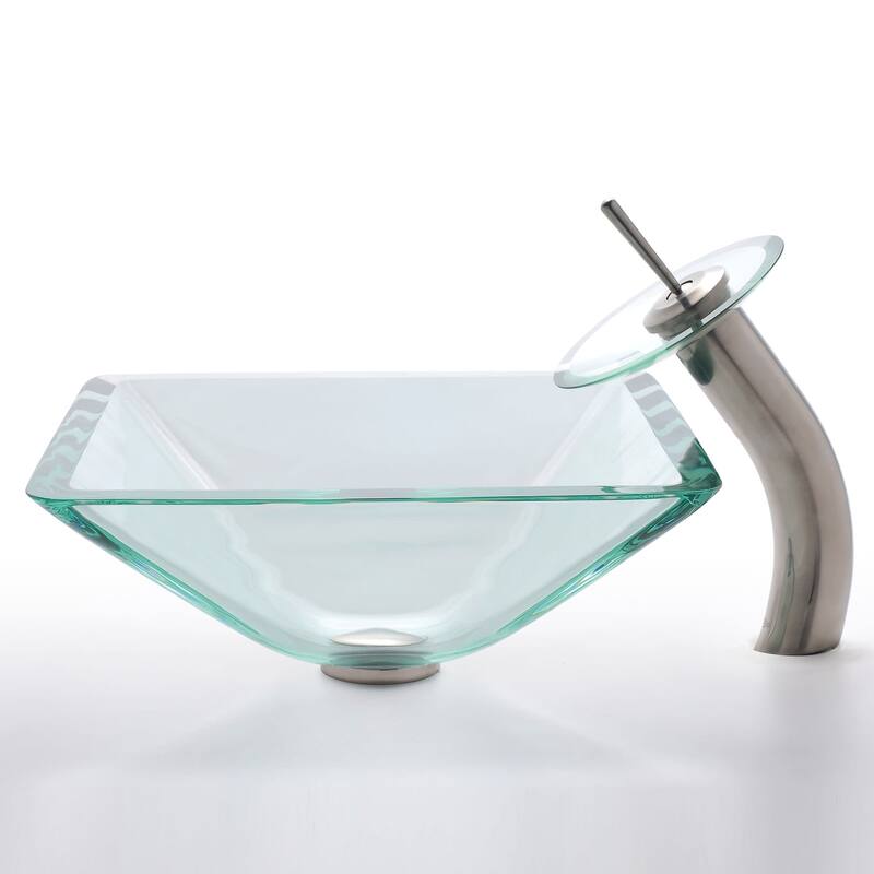 Kraus 16-1/2" Aquamarine Glass Vessel Bathroom Sink - Includes Pop-Up