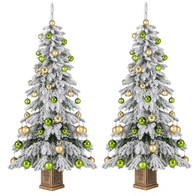 Costway 2 PCS 6 FT Artificial Xmas Tree Hinged Christmas Tree with 589 - 2 PCS