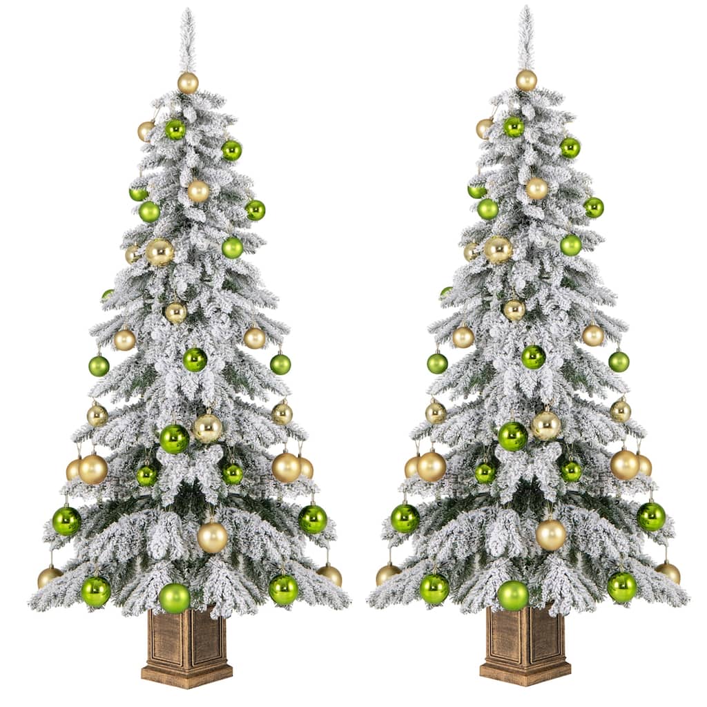 Costway 2 PCS 6 FT Artificial Xmas Tree Hinged Christmas Tree with 589 - 2 PCS