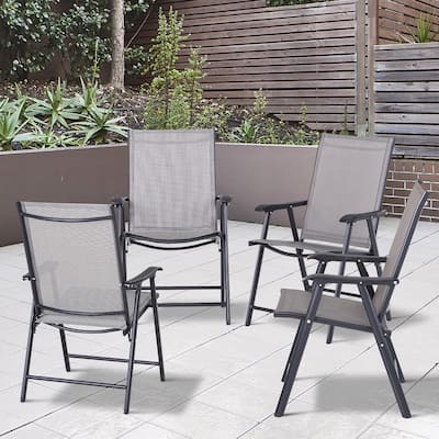 Outsunny 4-piece Folding Patio Chair Set with a Simple & Chic Design, Comfortable for the Deck, Garden, Yard & Travel