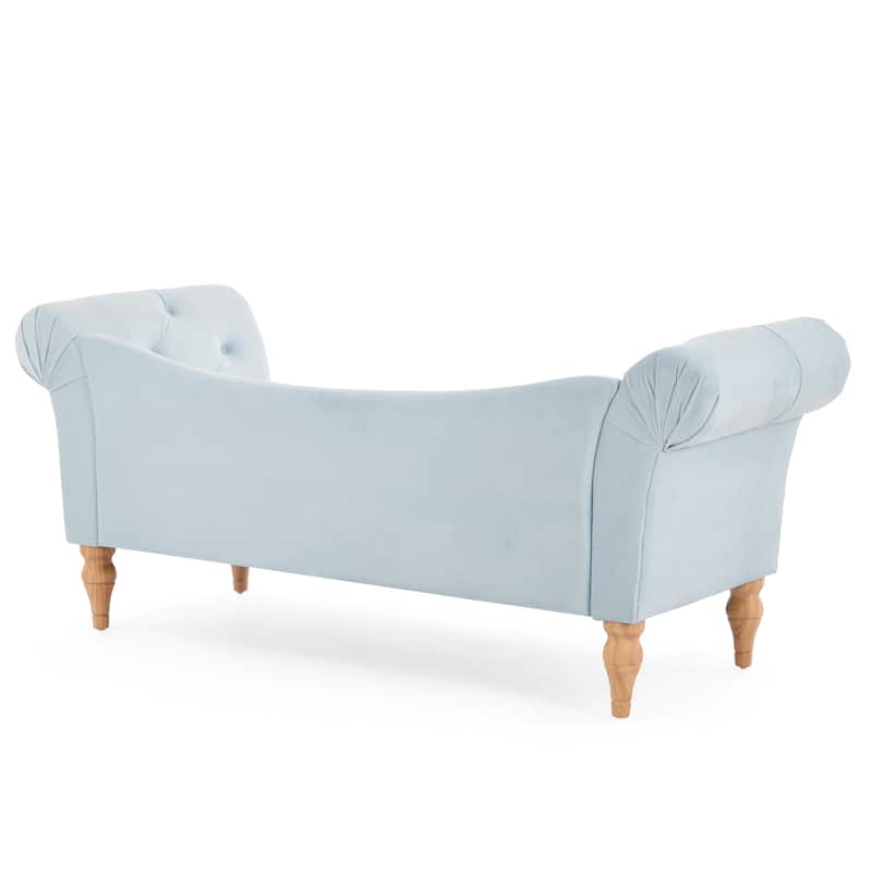 Christopher Knight Home - Larkspur Velvet Upholstered Bench with Rolled Arms and Button Tufting