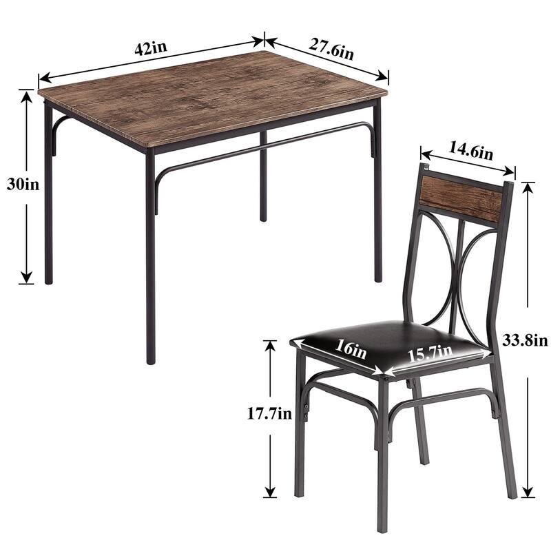 VECELO Bistro Kitchen Dining Table and Chair Set of 2 or 4, Dining Sets (3PCS/5PCS)