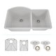 preview thumbnail 1 of 11, Lexicon Platinum Quartz 32 Inch 70/30 Double Bowl Kitchen Sink with Bottom Grids and Strainers and Disposal Flange Galaxy White