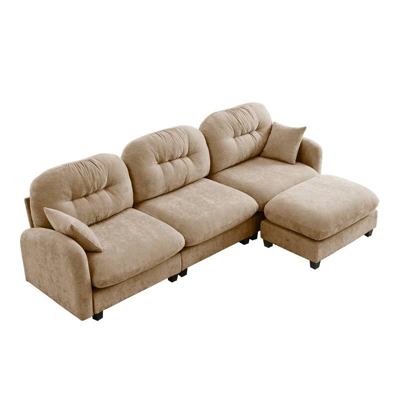 GDF Studio - Amori Modular Modern Chenille L-Shaped Sectional Sofa with Ottoman and Tufted Cushion Backrest