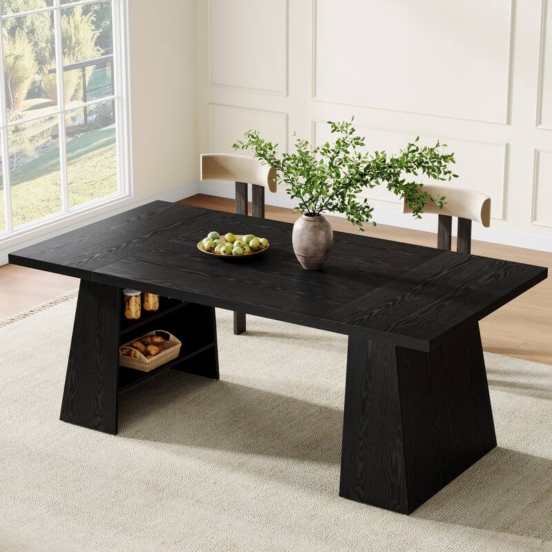 63 Inches Modern Black Rectangular Dining Table for Kitchen - 63" L x 31.1" W x 29.5" H