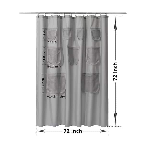 dimension image slide 1 of 4, Mesh Pocket Water Repellent Shower Curtain