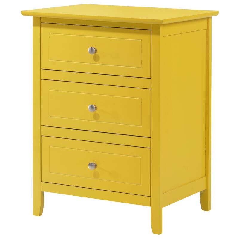 Yellow Nightstand with Extra Durability - Real Wood Veneers and Dove Tailed Drawers