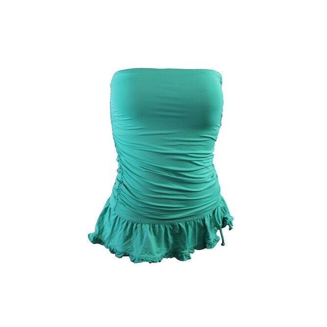 Coco Rave Green Ruched Bandeau One Piece Swimdress 32c Cup S 96 Dbfl Overstock