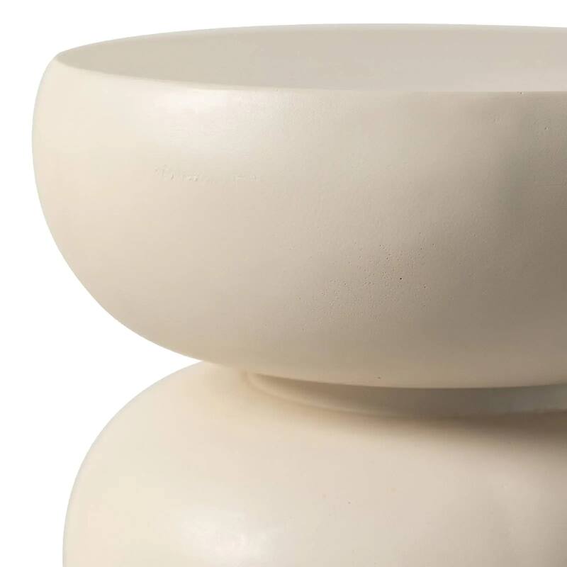 Sonia 13" Round Fiberstone Side Table with Three-Tier Design and Powder-Coated Finish