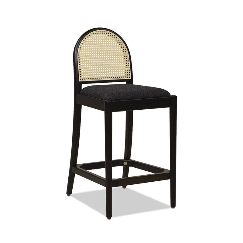 Curved Back Cane Rattan Counter Stool Set