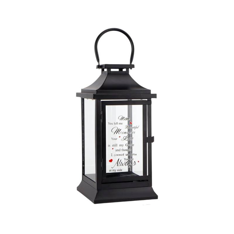15" Black And Clear Glass And Metal Memorial Remembrance Lantern Candle Holder