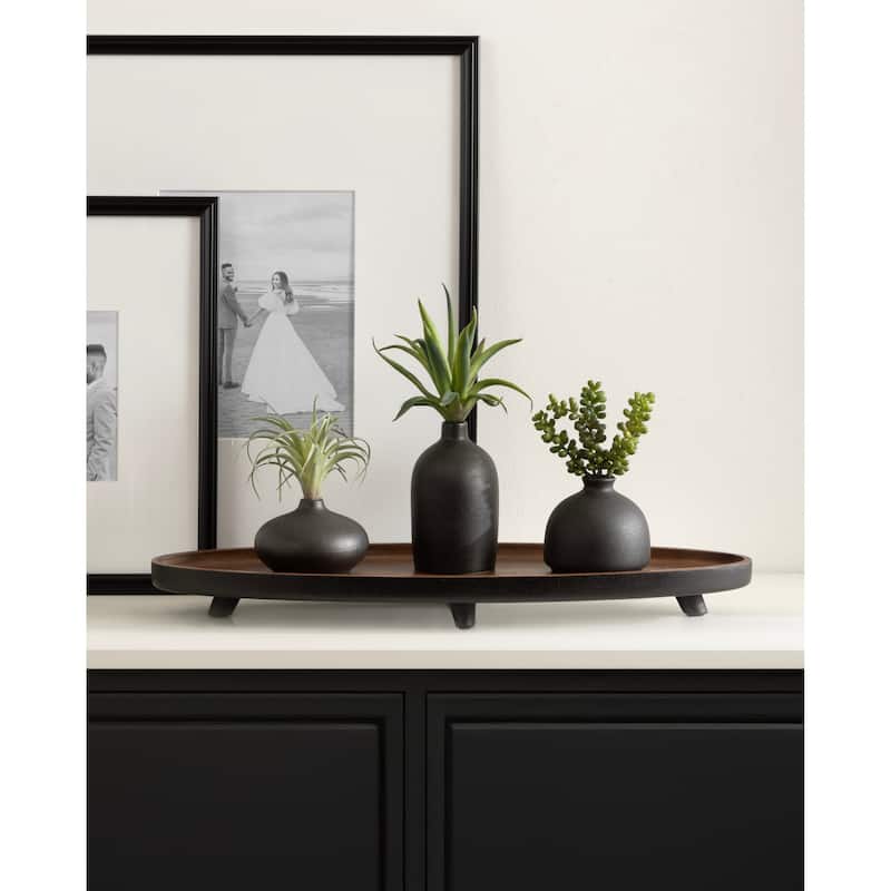 Kate and Laurel Tomaz Oval Footed Tray Wood