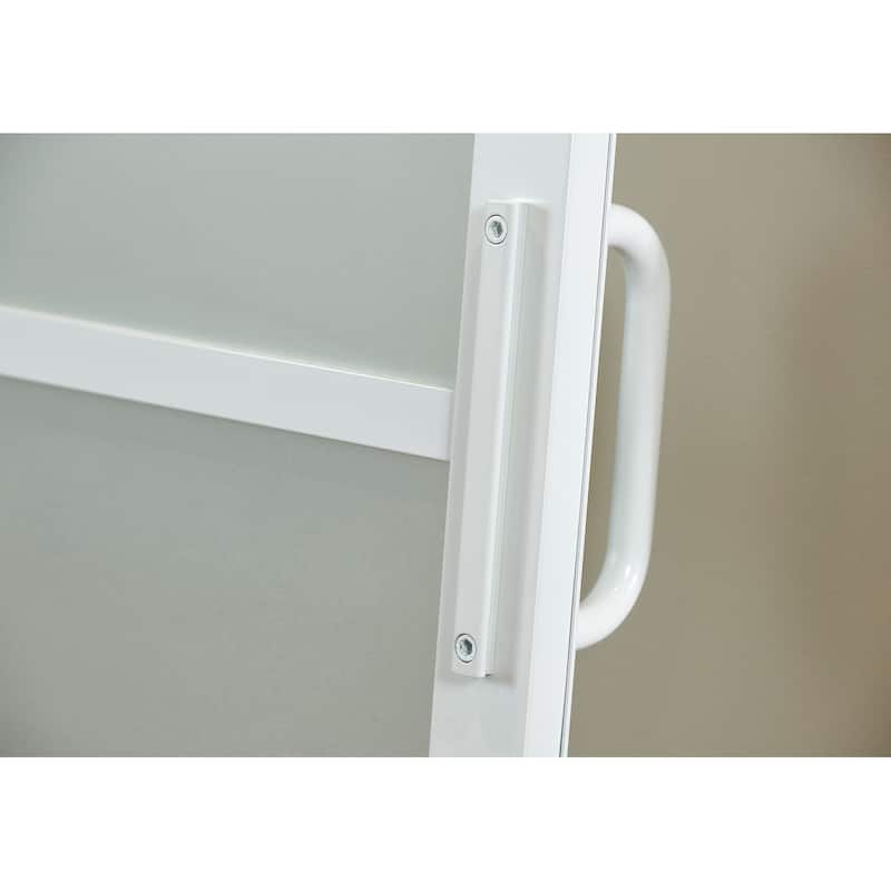 Pinecroft French Glass Barn Door Kit with White Frame and Frosted Glass 42" x 84"