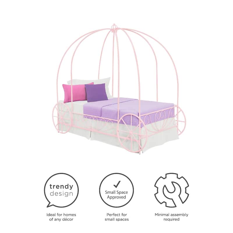 DHP Pink Metal Twin Carriage Bed