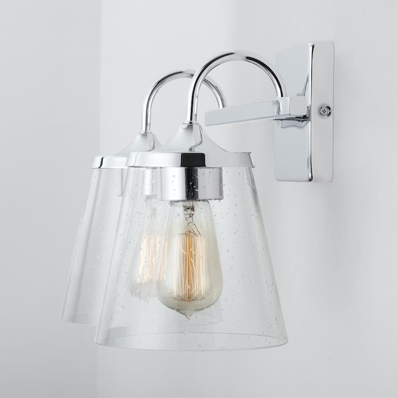 Jayne 2-light Bath/ Vanity Fixture w/ Clear Seeded Glass