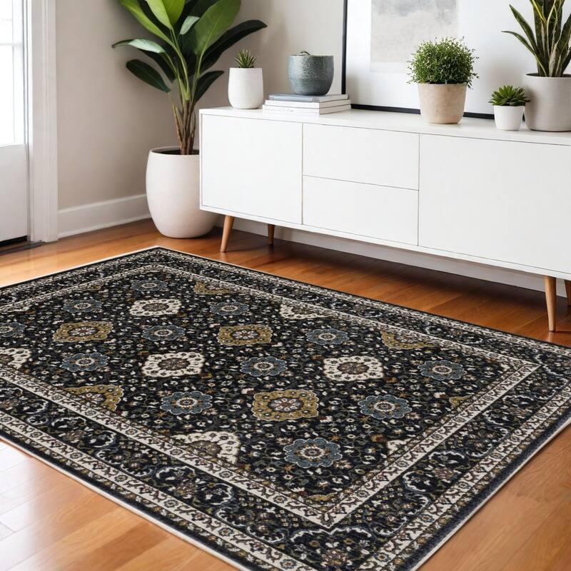 HomeRootsMedallion Traditional Rectangle Area Rug - 66.14' X '45.67' X '0.47 - Gold