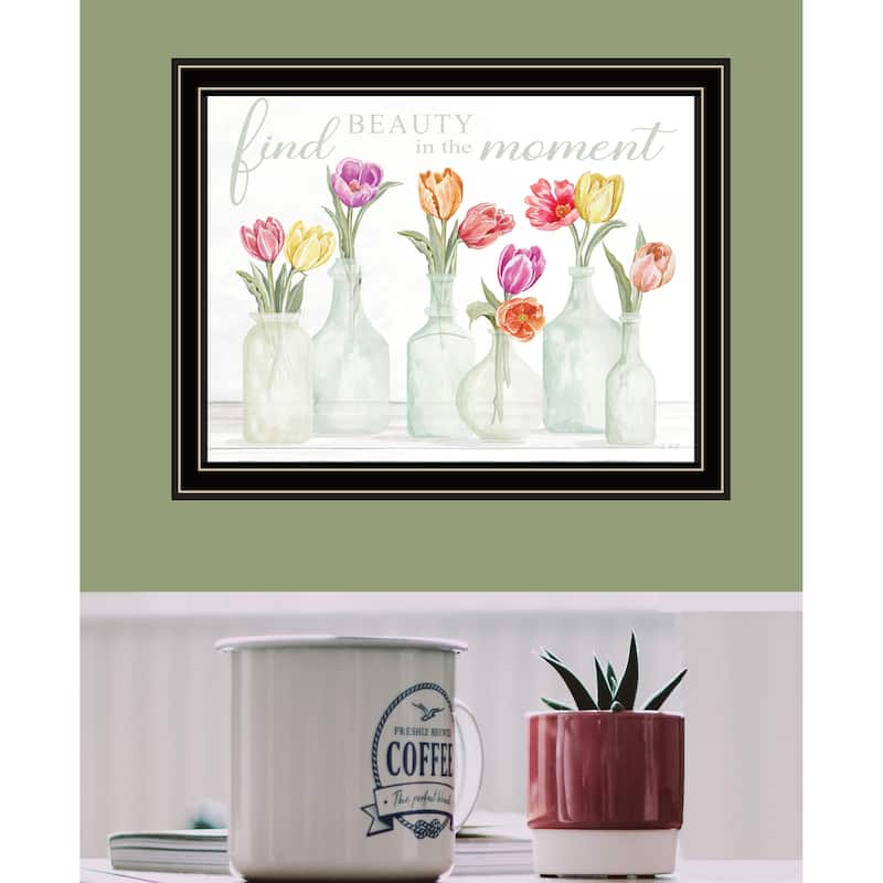 TrendyDecor4U Contemporary "FIND BEAUTY IN THE MOMENT" Framed Print Wall Art
