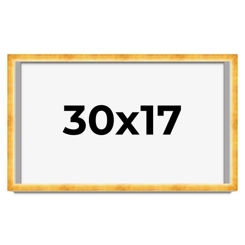 30x17 Shadow Box Frame Gold | 1.625 Inches Deep Real Wood Traditional