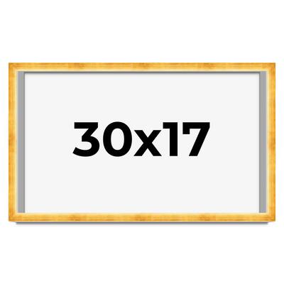30x17 Shadow Box Frame Gold | 1.625 Inches Deep Real Wood Traditional