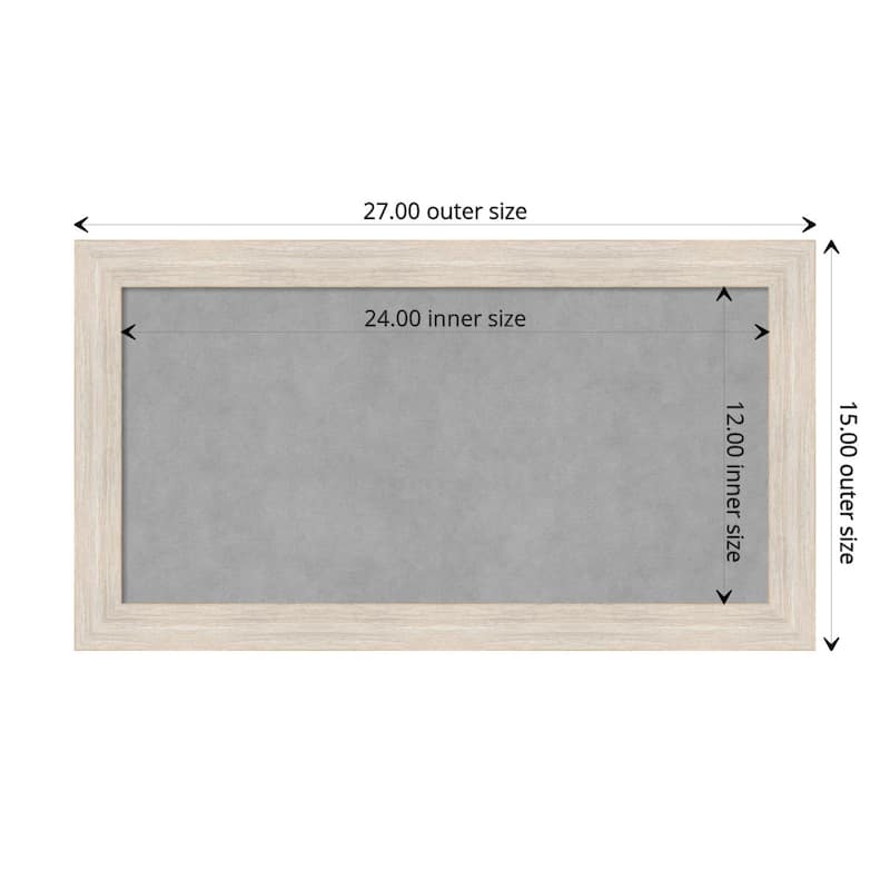 Amanti Art Hardwood White Wash Narrow Framed Magnetic Board - Board Size 24x12