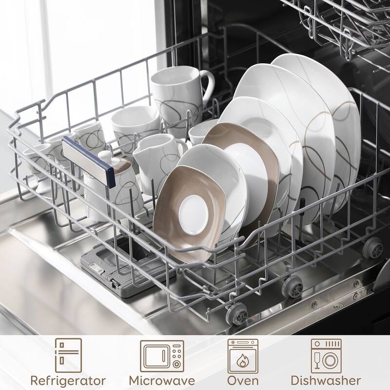 VEWEET 100-Piece White Porcelain Dinnerware Set (Serves for 12)