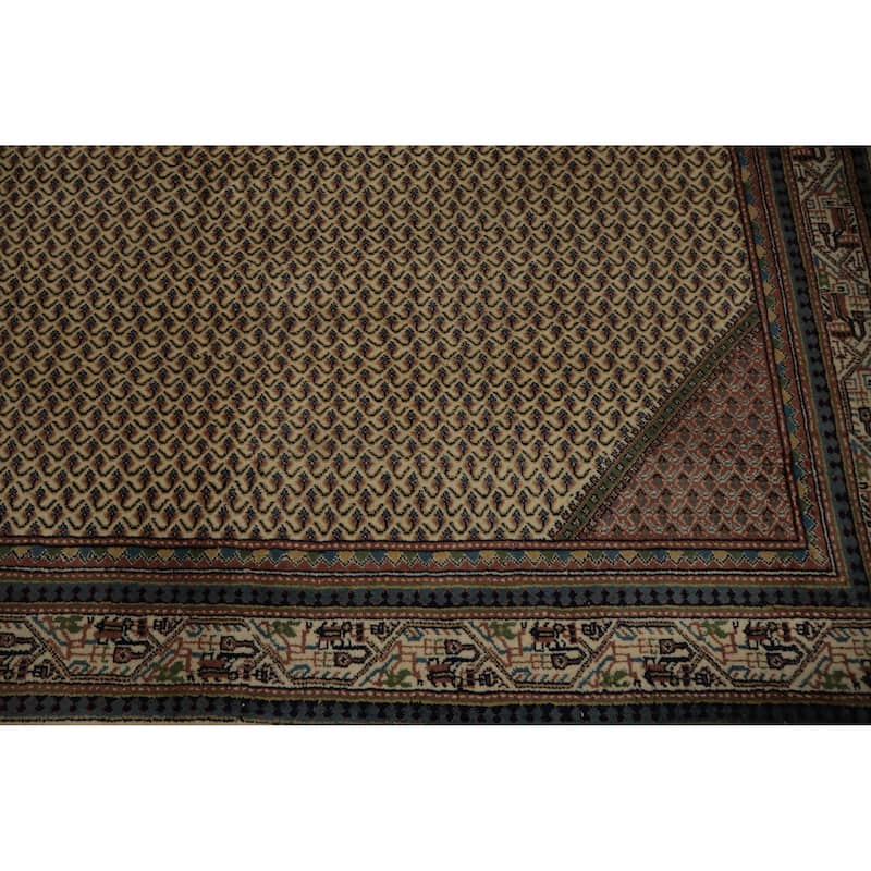 Hand Knotted Oriental 100% Wool Carpet Traditional Geometric Beige & Ivories Botemir Area Rug - 8' 11'' X 6' 2''
