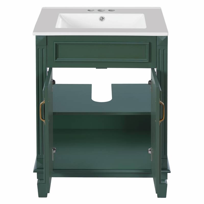 24'' Bathroom Vanity with Sink - Modern Storage Cabinet with 2 Soft-Closing Doors and Adjustable Shelf