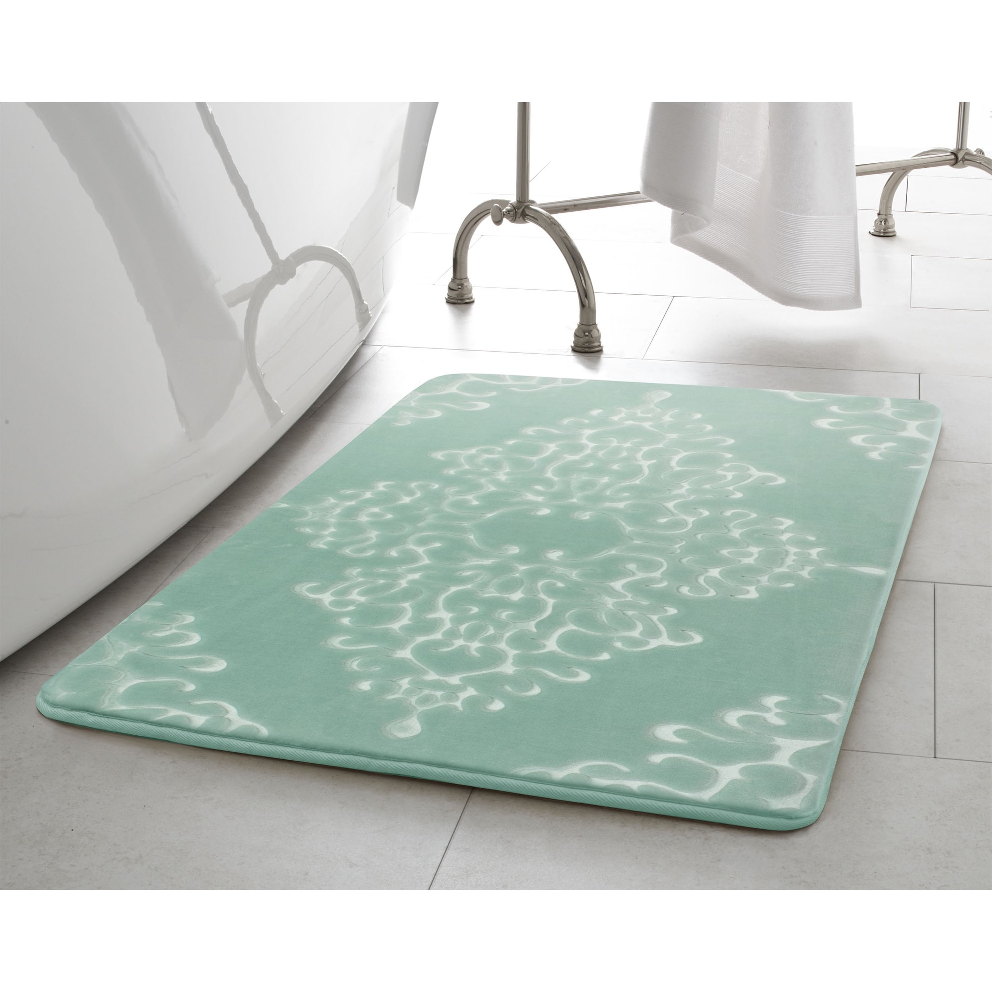 Home Memory Foam Bath Mat Bathroom Floor Door Rug Shower Carpet Palm Tree Lake 