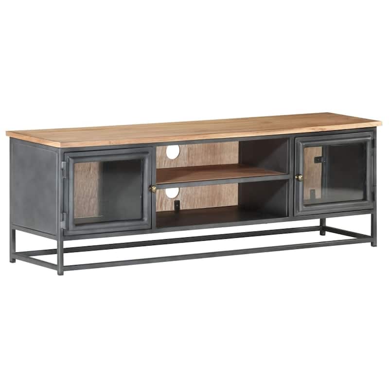 vidaXL TV Stand Gray 47.2"x11.8"x15.7" Solid Wood Acacia and Steel