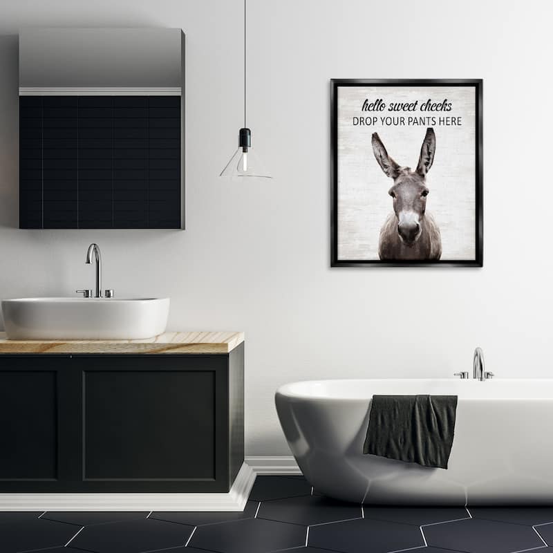 Stupell Drop Pants Here Funny Laundry Framed Floater Canvas Wall Art Design By Lettered and Lined