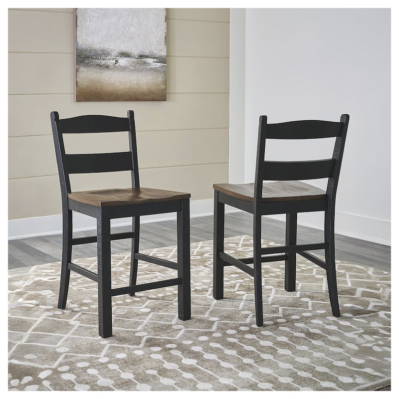 Signature Design by Ashley Valebeck Black/Brown Counter Height Barstool - 20"W x 22"D x 39"H - Set of 2 - Black/Brown - Counter Height
