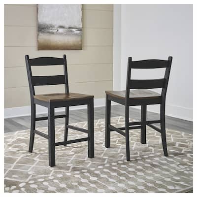 Signature Design by Ashley Valebeck Black/Brown Counter Height Barstool - 20"W x 22"D x 39"H